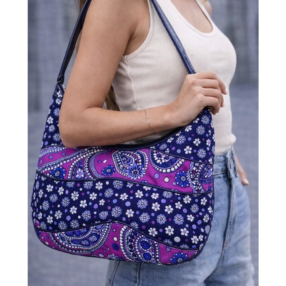 Vera Bradley Blue and Purple Floral Shoulder Bag (NWT RETAILS $58)